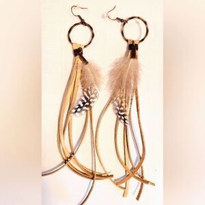 Leather and Feather Earrings